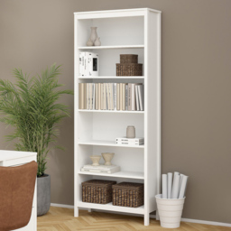 Florence Madrid 6 Shelf White Bookcase - thumbnail 1