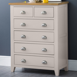 Julian Bowen Richmond 6 Drawer Grey and Oak Chest of Drawers