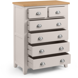 Julian Bowen Richmond 6 Drawer Grey and Oak Chest of Drawers - thumbnail 4