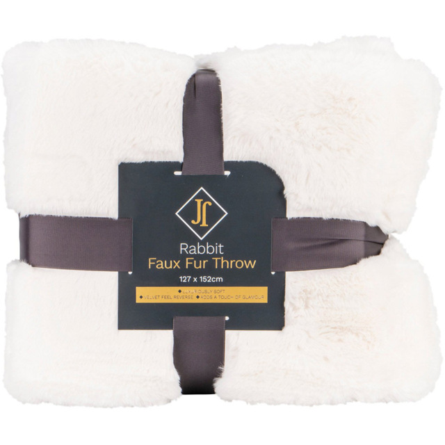 Divante White Rabbit Faux Fur Medium Throw 127 x 152cm - image 1