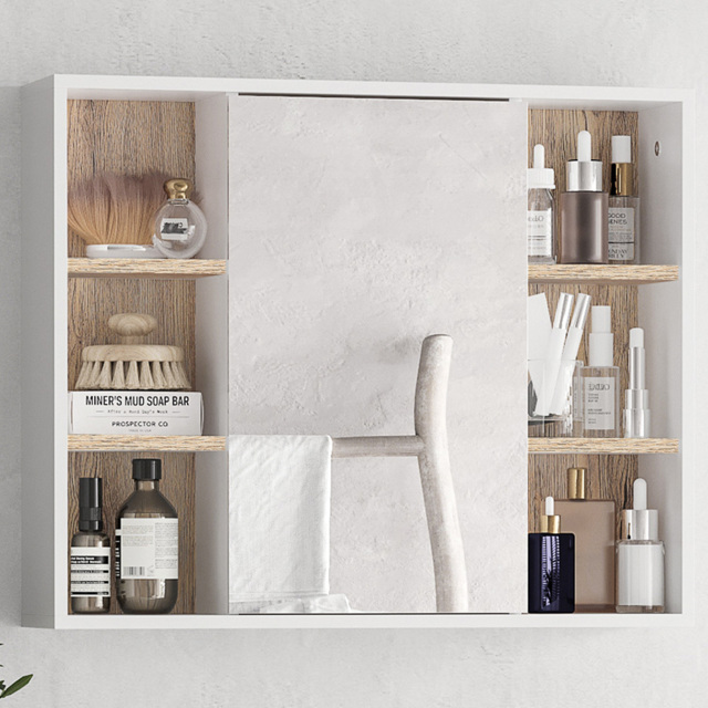 HOMCOM White Bathroom Mirror Cabinet - image 1