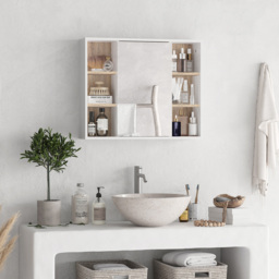 HOMCOM White Bathroom Mirror Cabinet - thumbnail 3