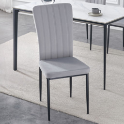Elle Light Grey Velvet Effect Plush Padded Dining Chair Set of 4