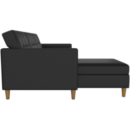Dorel Hartford 3 Seater Black Faux Leather Storage Sectional Sofa Bed with Chaise - thumbnail 4