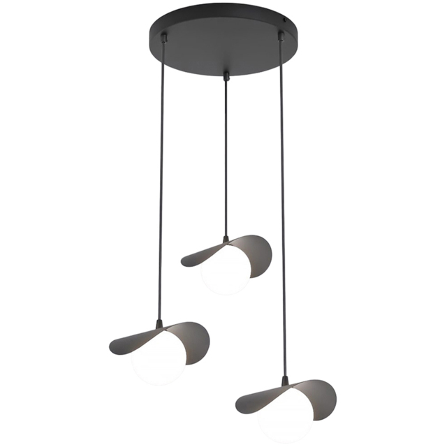 Emibig Ritual White Shade Black 3 Light G9 LED Pendant Lamp - image 1
