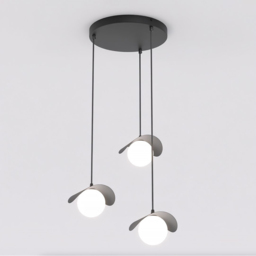 Emibig Ritual White Shade Black 3 Light G9 LED Pendant Lamp - thumbnail 4