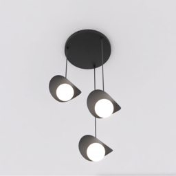Emibig Ritual White Shade Black 3 Light G9 LED Pendant Lamp - thumbnail 3