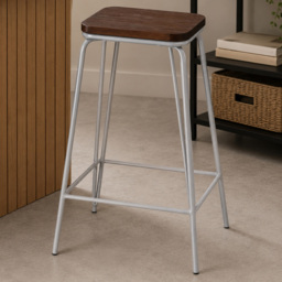 Premier Housewares District Grey and Elm Wood Stool