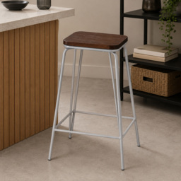 Premier Housewares District Grey and Elm Wood Stool - thumbnail 3