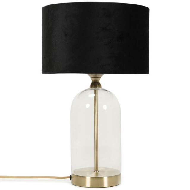 ValueLights Jessy Gold and Black Velvet Shade Glass LED Table Lamp - image 1