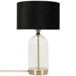ValueLights Jessy Gold and Black Velvet Shade Glass LED Table Lamp