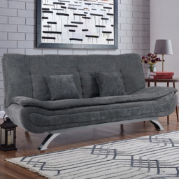 Living and Home Grey 2 Seater Linen Fabric Sofa Bed