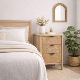 Birlea Lotus Natural 3 Drawer Bedside Table - thumbnail 4