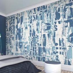 Origin Murals Letterpress Graffiti Blue Wall Mural