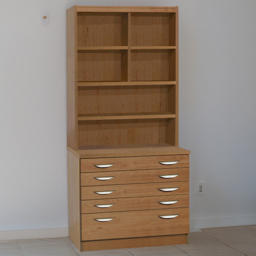 R White Cabinets Brown 5 Drawer 6 Shelf Chest of Drawers with Hutch - thumbnail 1