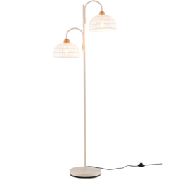 Costway 2 Light White Woven Shade Floor Lamp with Foot Switch