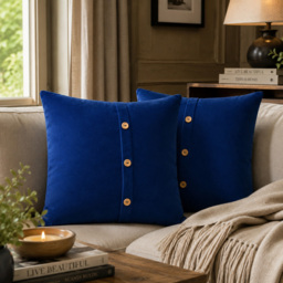 Artisan Furniture Quinn Royal Blue Velvet Cushion 45 x 45cm 2 Pack - thumbnail 2