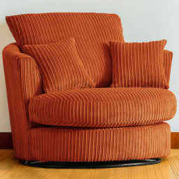 Luxor Orange Jumbo Cord Fabric Swivel Chair