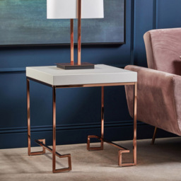Premier Housewares Allure Rose Gold and White End Table with Angled Legs - thumbnail 3