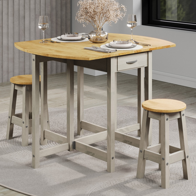 Core Products Corona 2 Seater Drop Leaf Oval Breakfast Table Set Grey - image 1