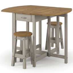 Core Products Corona 2 Seater Drop Leaf Oval Breakfast Table Set Grey - thumbnail 2