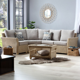 Desser Corsica 5 Seater Natural Rattan Biscuit Fabric Corner Sofa
