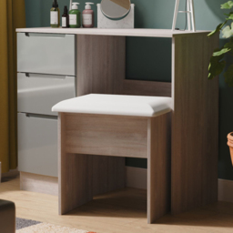 Crowndale Milan Grey Gloss and Grey Oak 3 Drawer Vanity Table Ready Assembled