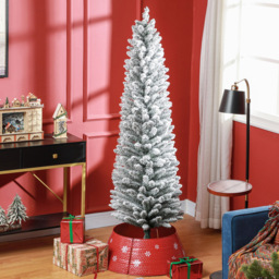 StarBright Snow Flocked Pencil Artificial Christmas Tree 6ft - thumbnail 2