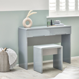 Julian Bowen Manhattan Grey Lacquer Dressing Table Stool