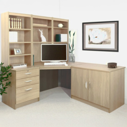 R White Cabinets Sandstone Woodgrain Home Office Furniture Set