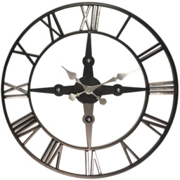 Premier Housewares Vitus Black Metal Round Wall Clock 59cm