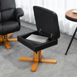 Portland Black Faux Leather Swivel Recliner Chair with Footstool - thumbnail 3
