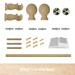 Caecus Oak Wooden Curtain Pole 240cm - thumbnail 2