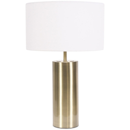 ValueLights Lexy Reni White Drum Shade Antique Brass Dimmable LED Touch Table Lamp