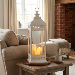 White Gold Brushed LED Candle Lantern - thumbnail 4