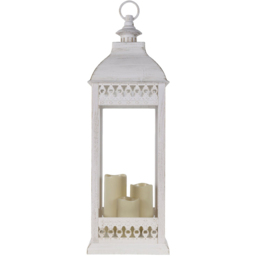 White Gold Brushed LED Candle Lantern