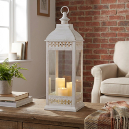 White Gold Brushed LED Candle Lantern - thumbnail 3