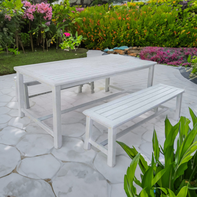 Charles Bentley 4 Seater Washed Bench Dining Set - image 1