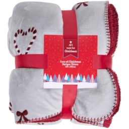 All I Want For Christmas Sherpa Grey and Red Love at Christmas Throw 180 x 130cm