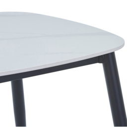 Core Products Aspen 2 Seater Square Dining Table Gloss White Sintered Stone and Black - thumbnail 4