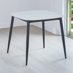 Core Products Aspen 2 Seater Square Dining Table Gloss White Sintered Stone and Black