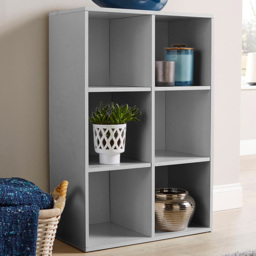 Home Source Grey 6 Cube Storage Shelf Unit