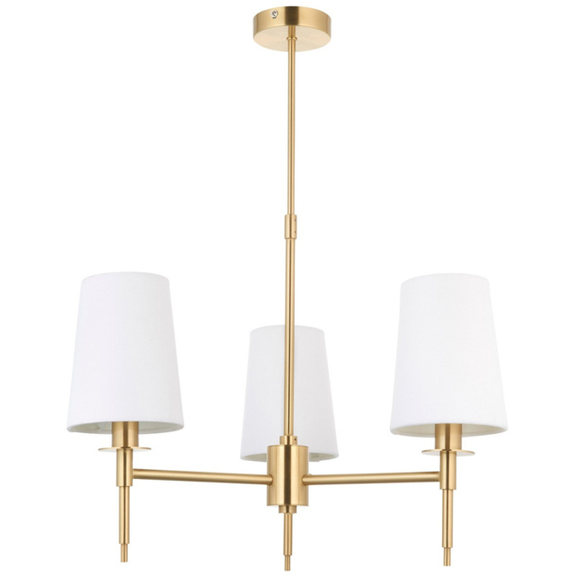 Merano Florence Multi Arm White and Satin Brass 3 Light Pendant Ceiling Lamp - image 1