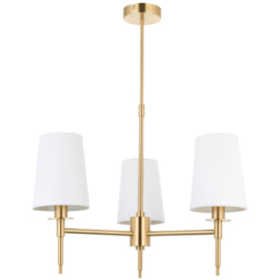 Merano Florence Multi Arm White and Satin Brass 3 Light Pendant Ceiling Lamp