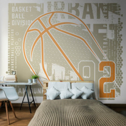 Origin Murals Modern Basketball Grey Wall Mural