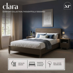 XR Living Clara Dark Oak Double Wooden Shadow Ottoman Bed - thumbnail 2