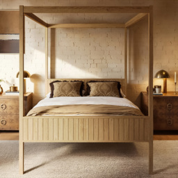 Flair Maddy Natural King Size 4 Poster Bed - thumbnail 1