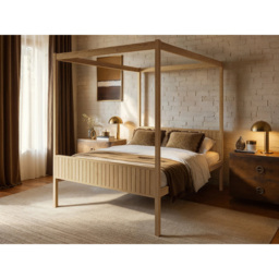 Flair Maddy Natural King Size 4 Poster Bed - thumbnail 4