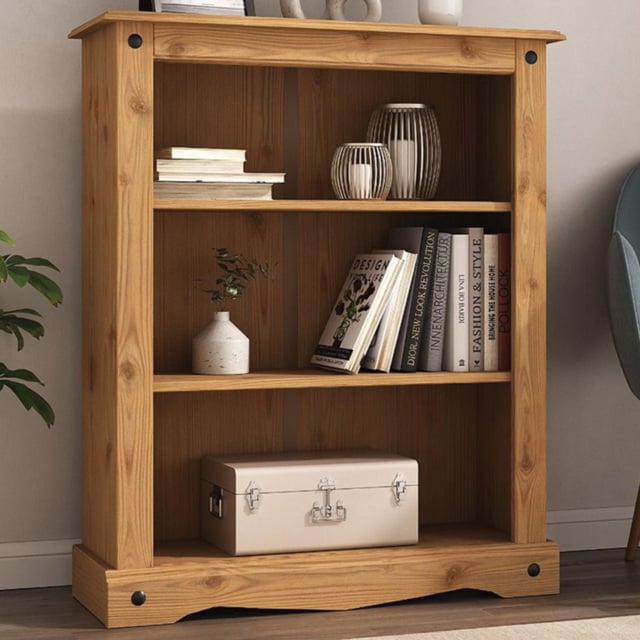 Mews Corona Waxed Pine Mexican Style 3 Shelf Bookcase - image 1