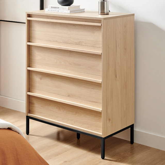 Furniturebox Sval 4 Drawer Oak Wooden Chest of Drawers - image 1